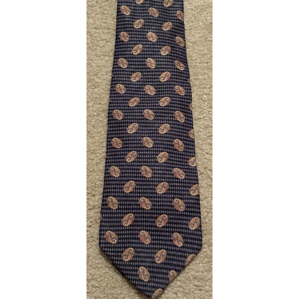 Vintage Bugatti Silk Tie Classic Paisley Style 1990's Handmade With Italian Silk